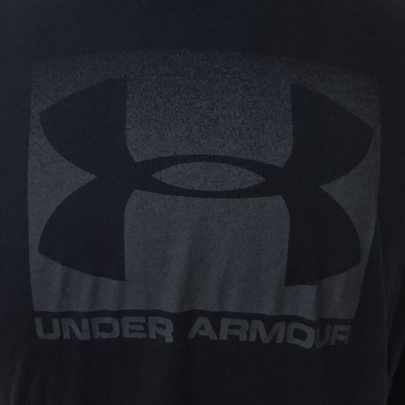 Under Armour Heat Gear Large Black BIG LOGO Spell Out Long Sleeve Crew T- Shirt - Picture 2 of 11